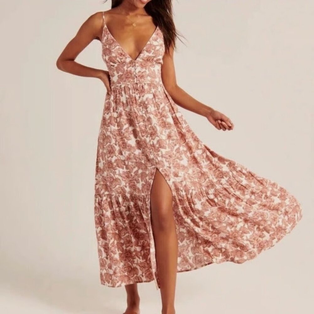 Abercrombie & Fitch Floral Maxi Dress - Pink and White